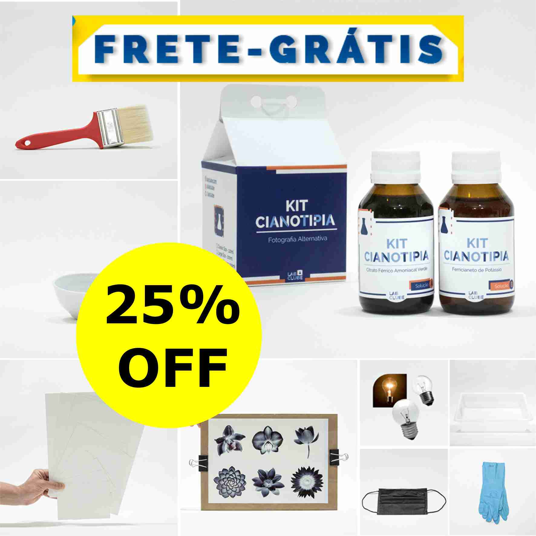 Kit Cianotipia Essencial: Químicos + Mini-Lab Completo